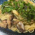 nkym's cooksnap of when they made 鯖缶と大葉の和風パスタ.