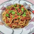 在宅勤務のおじさん's cooksnap of when they made 超簡単。ツナときのこのトマトパスタ。.