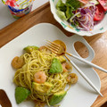 夢見る馬鹿's cooksnap of when they made あの！？海老とアボカドのジェノバ風パスタ.
