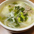 まひわ's cooksnap of when they made にらとひき肉のざくざく餃子スープ.