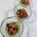 みぽぽ37's cooksnap of when they made わかめときゅうりとミニトマトの酢の物.