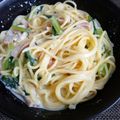 すけたろ3's cooksnap of when they made ＊ベーコンと小松菜の牛乳クリームパスタ＊.