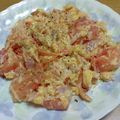 55才のおじさん's cooksnap of when they made 簡単副菜♪トマトベーコンカニカマの卵炒め.