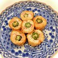 悠LOVE航's cooksnap of when they made 鶏ひき肉のカニカマオクラのお花油揚げ巻き.