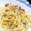 じゃぱんだ's cooksnap of when they made きのことベーコンの白だしパスタ.