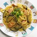 もぐ・ω・くま's cooksnap of when they made なすとウインナーの和風にんにくパスタ.