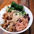 すーたろ's cooksnap of when they made お赤飯×納豆×トッピング＝美味しいごはん.
