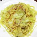 4葉のぶたぶた's cooksnap of when they made キャベツとじゃこのスパゲティ.