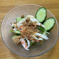 料理研究者's cooksnap of when they made 簡単！水菜ときゅうりのサラダ.