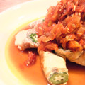 まぁしお's cooksnap of when they made おくらとお芋の肉巻き♬和風トマトソース❤.