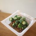 みるく茶's cooksnap of when they made 毎日の納豆●オクラ＆カツオ節.