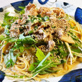 MizuhoBank's cooksnap of when they made 五右衛門風 豚しゃぶと水菜の和風パスタ☆.