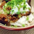 ✏❤☁⚡⏳'s cooksnap of when they made 鶏ひき肉となすの甘辛☆温たま丼.