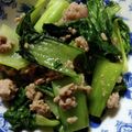 ☆hikonyan☆'s cooksnap of when they made 挽き肉とチンゲン菜のオイスターソース炒め.
