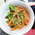 （＊あωや＊）'s cooksnap of when they made レンジで簡単人参とピーマンの胡麻味噌和え.