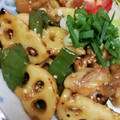 クックHBQ370☆'s cooksnap of when they made 冷凍蓮根と鶏もも肉の甘酢炒め(*^O^*.