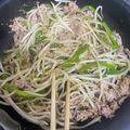 misuzubz's cooksnap of when they made もやし・豚挽肉・ピーマンのごま醤油炒め。.