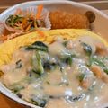 もちもち◎'s cooksnap of when they made 簡単♪鮭と法蓮草のクリームオムライス.