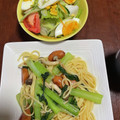 わもち's cooksnap of when they made 麺つゆで簡単！小松菜としめじの和風パスタ.