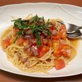 クック1XLL51☆'s cooksnap of when they made トマトとカリカリベーコンの冷製パスタ.