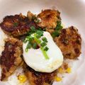 ☆☆mmキッチン☆☆'s cooksnap of when they made ニンニク甘醤油タレ☆豆腐と蓮根のつくね丼.
