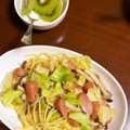 ヤギオとヤギコ's cooksnap of when they made 麺つゆで簡単！小松菜としめじの和風パスタ.