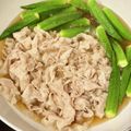 ゆかりんごりらっぱ♪'s cooksnap of when they made オクラと豚しゃぶの煮浸し.