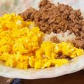 クックE7JAA4☆'s cooksnap of when they made 鶏そぼろの二色丼.