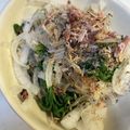 yu🐓's cooksnap of when they made 白玉葱と菊菜、じゃこの和え物.