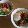 かずくん☆'s cooksnap of when they made 我が家の丼 簡単納豆キムチオクラ手抜き丼.