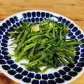 ｶﾅﾃﾞ's cooksnap of when they made シャキシャキ！空心菜のガーリック炒め.