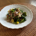 yesmama's cooksnap of when they made 豚ばら肉と、つるむらさきの炒めもの♪.