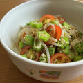 ♡こもれび♡'s cooksnap of when they made オクラともやしとカラフルトマトの和え物♪.