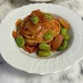 ナピト's cooksnap of when they made そら豆と魚肉ソーセージのキムチパスタ.