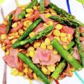 きゃんでぃ×2's cooksnap of when they made ベーコンとアスパラとコーンのバター醤油炒.
