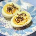 なおミール's cooksnap of when they made 速攻おつまみ☆ゆで卵＋塩昆布＆マヨ.