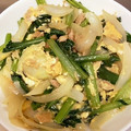 ＊もぐたん＊'s cooksnap of when they made めんつゆで！小松菜と玉ねぎのツナ卵炒め.