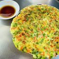azbjbn's cooksnap of when they made セロリの葉消費☆ヘルシーチヂミ.