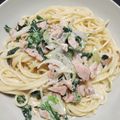 さやぞ～'s cooksnap of when they made 材料最小☆鮭とほうれん草のクリームパスタ.