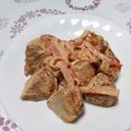 ジョングレ's cooksnap of when they made 冷凍唐揚げで、カニカマオーロラソース和え.