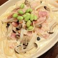 まな姫's cooksnap of when they made ベーコンとしめじのクリームパスタ　.
