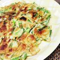 れいのみみ☆'s cooksnap of when they made 焼きちくわとニラの皿から溢れるチヂミ.