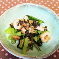 龍青空ママ's cooksnap of when they made レンジで簡単！！小松菜なめ茸ちくわ和え.