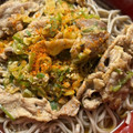 Tuyu☆'s cooksnap of when they made 風邪にも！鴨南蛮風♪豚肉とネギのつけ蕎麦.