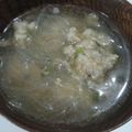 あきとｍａｍａ's cooksnap of when they made 残った餃子のたねで＊白湯春雨スープ＊.