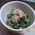 YUMIKOMUGI's cooksnap of when they made つるむらさきのわさびマヨネーズ和え.