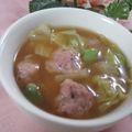 miyuki12's cooksnap of when they made ☆キャベツとつくねのトマトスープ☆.