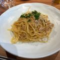 麻's cooksnap of when they made えのきとにんにくツナ醤油スパゲティ.