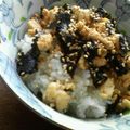 eterno's cooksnap of when they made かんた～ん♪海苔と大葉で鶏ひき肉丼.