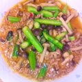 rere23's cooksnap of when they made アスパラとひき肉･しめじのピリ辛炒め.